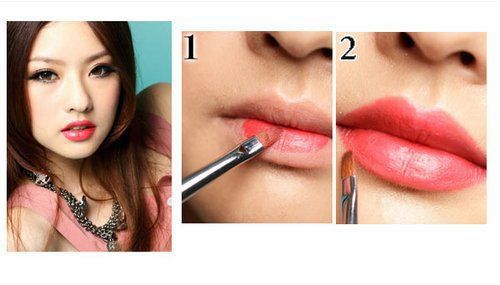 裸頰紅唇新妝容